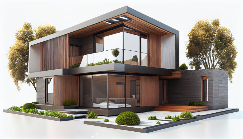Apartamento amueblado modern residential district with green roof and balcony generated by ai